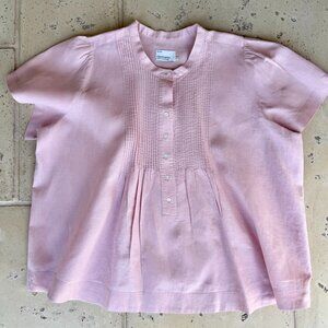 Pink Linen Short-Sleeved Blouse by Commonry